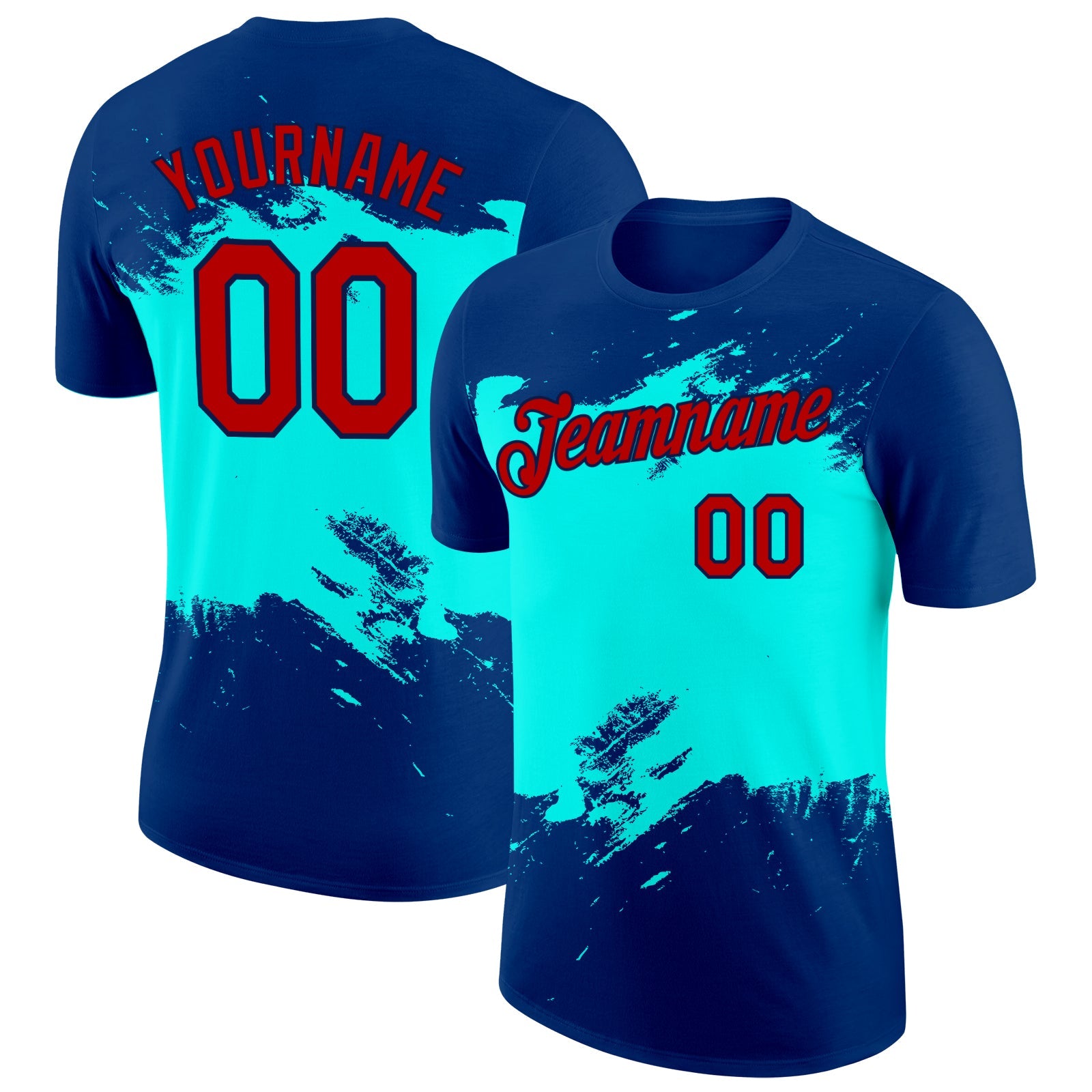 Custom US Navy Blue Red Ice Blue-Navy 3D Esports Performance T-Shirt - Main View