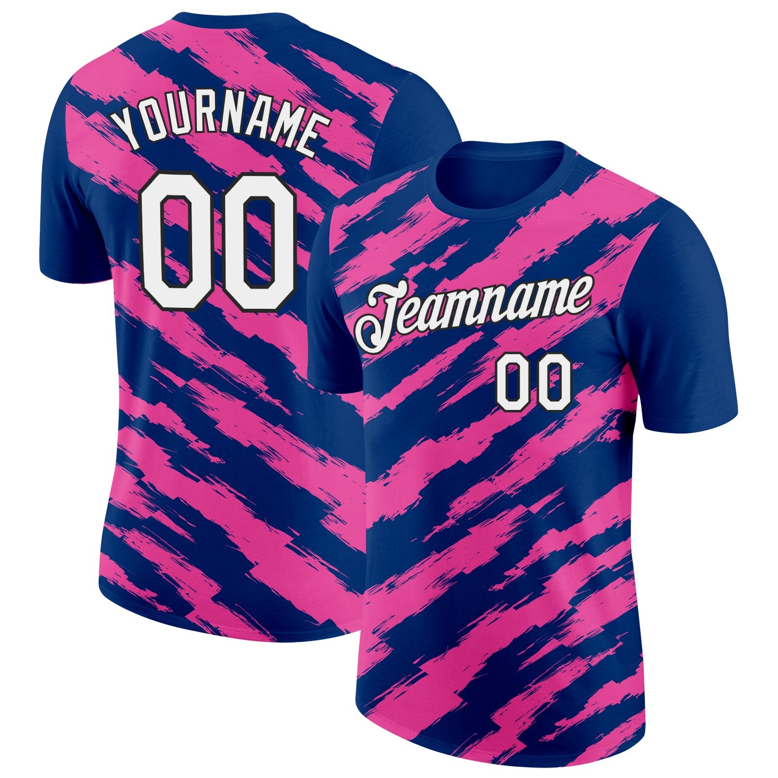 Custom US Navy Blue Pink-Black 3D Esports Performance T-Shirt - Main View