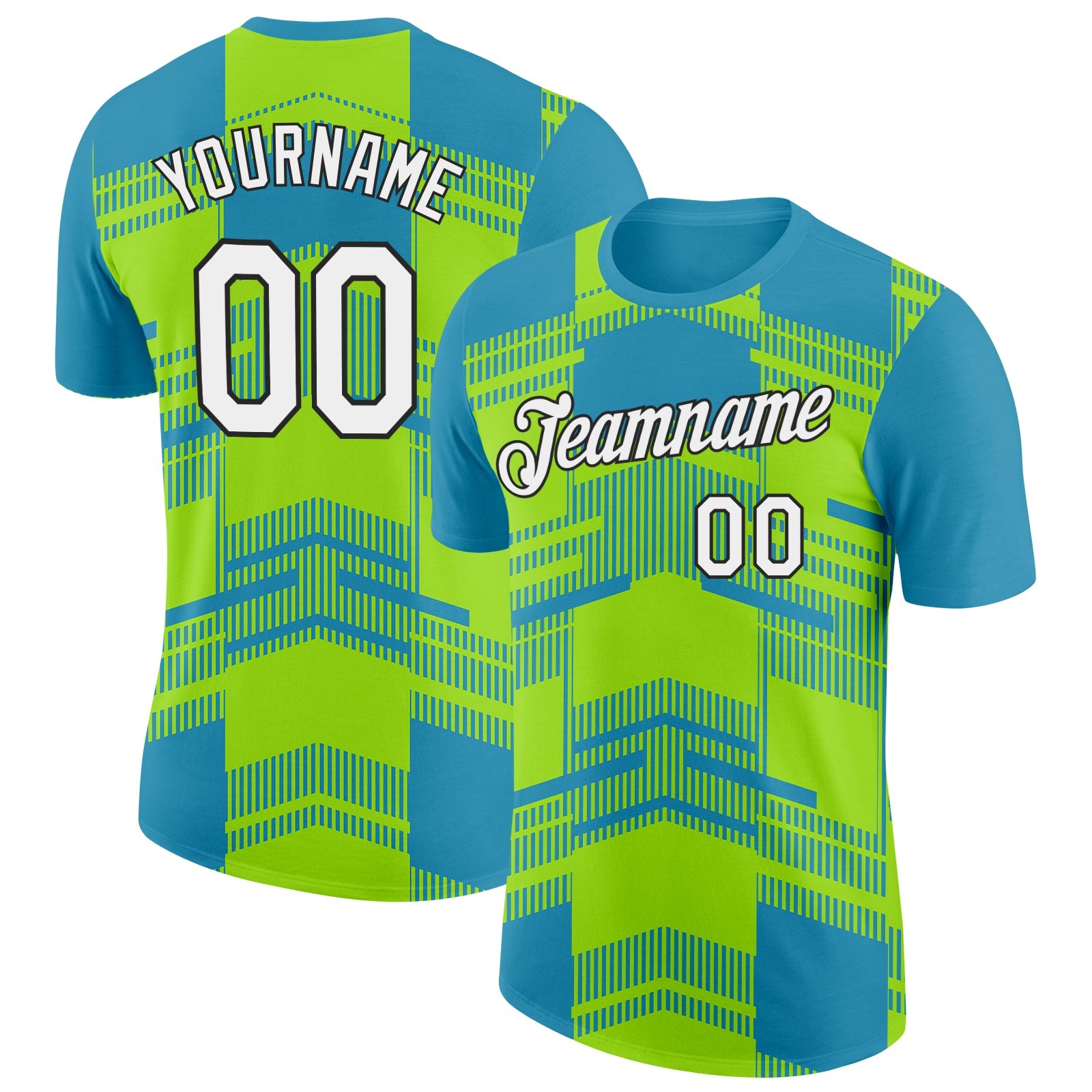 Custom Panther Blue Neon Green-Black 3D Esports Performance T-Shirt - Main View