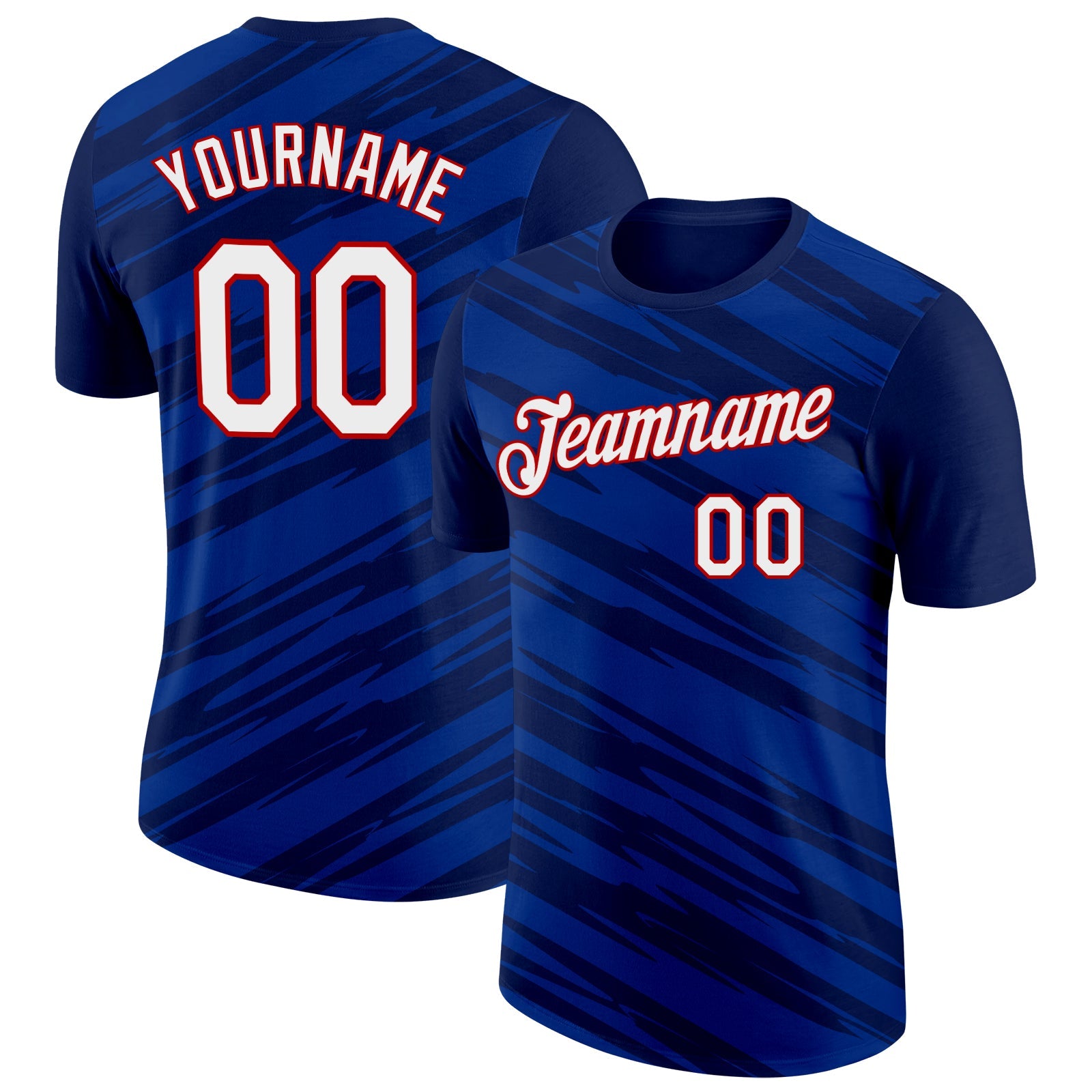 Custom Navy Royal-Red 3D Esports Performance T-Shirt - Main View