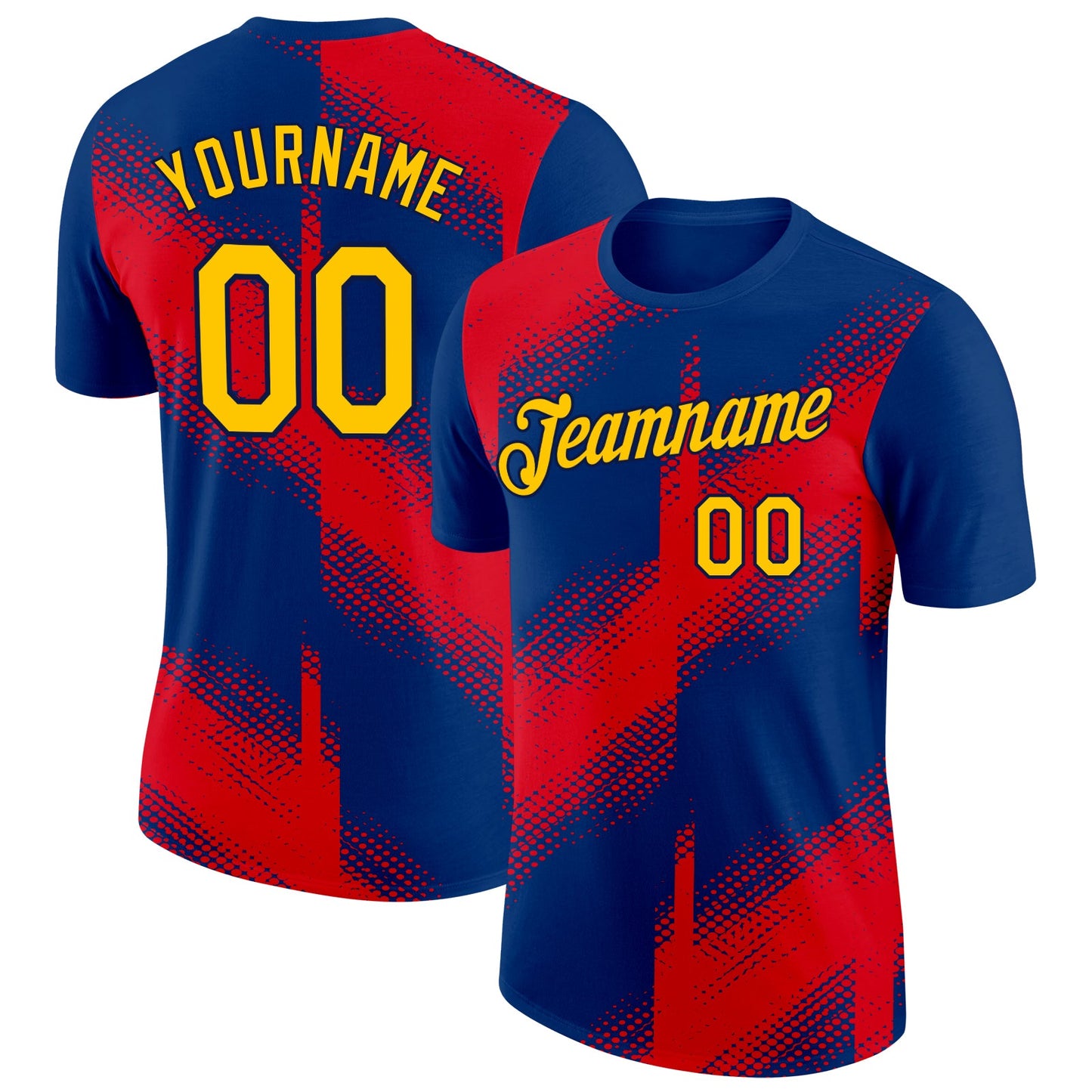 Custom US Navy Blue Yellow Fire Red-Navy 3D Esports Performance T-Shirt - Main View