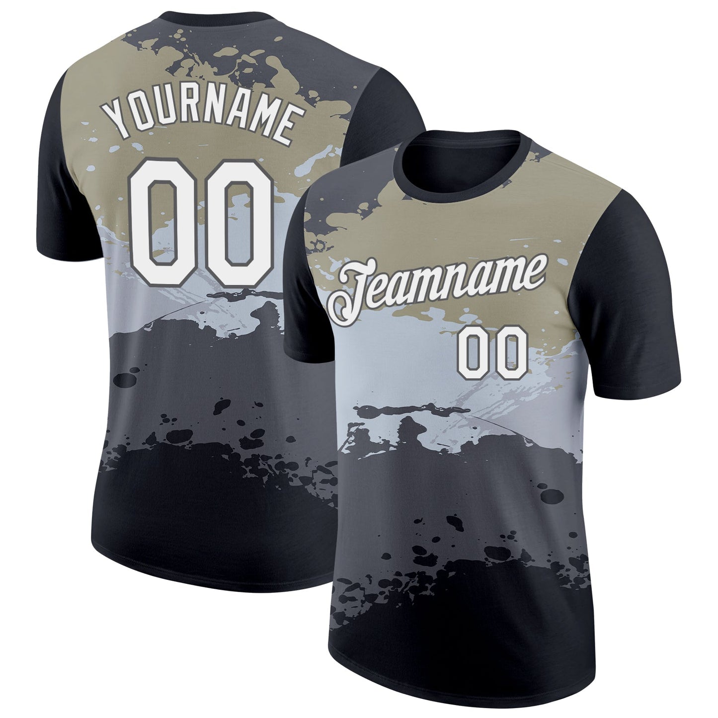 Custom Black Steel Gray-Silver 3D Esports Performance T-Shirt - Main View