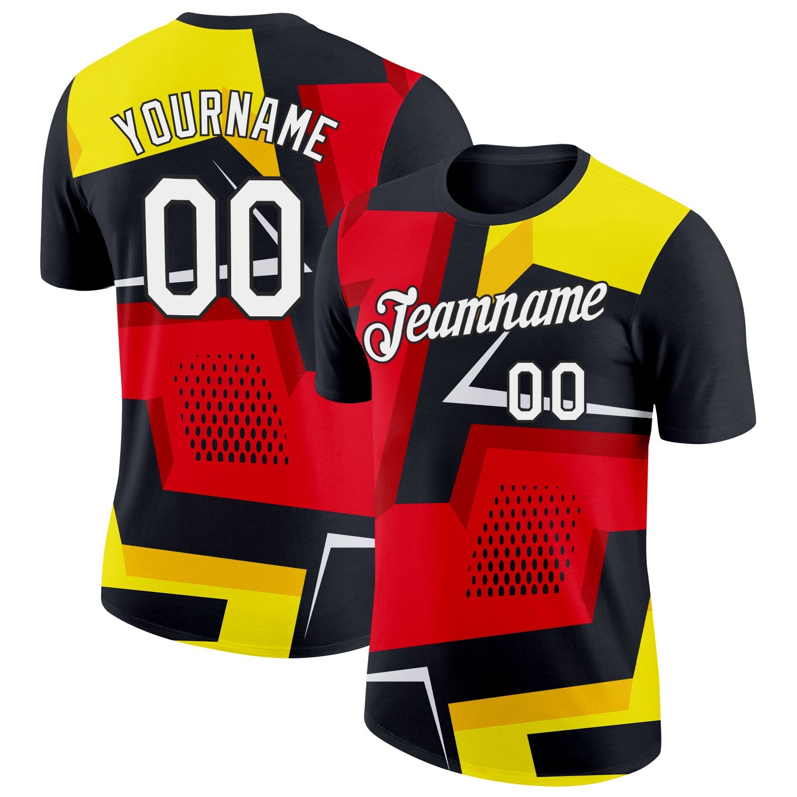 Custom Black Red-Yellow 3D Esports Performance T-Shirt - Main View