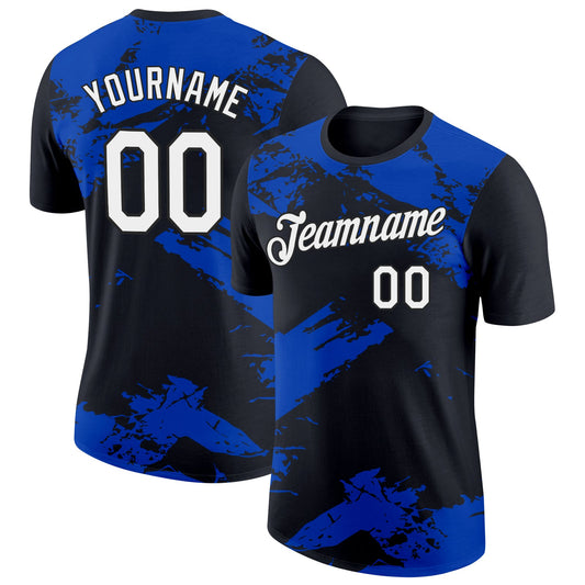 Custom Black White-Thunder Blue 3D Esports Performance T-Shirt - Main View