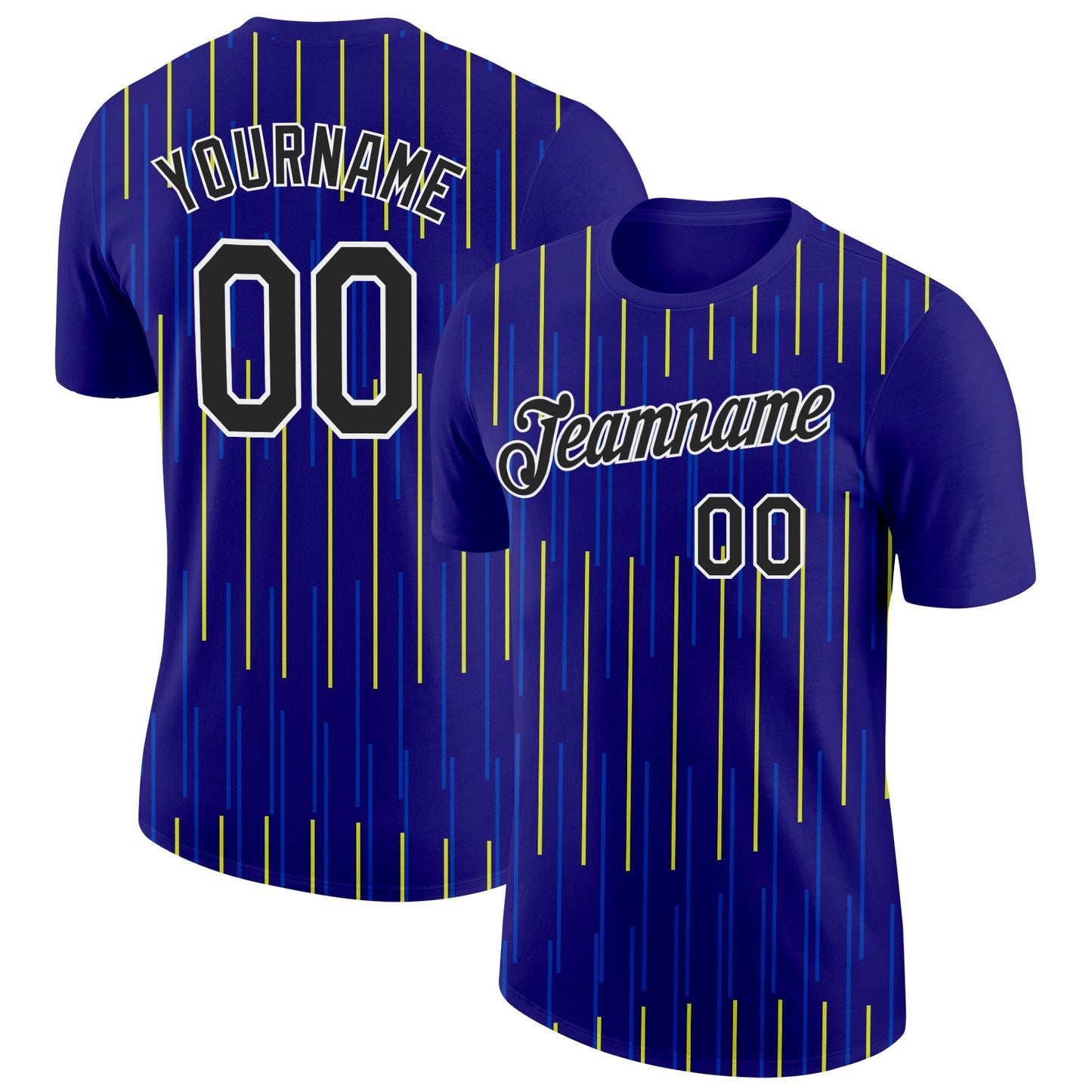 Custom Dark Purple Black-Neon Yellow 3D Esports Performance T-Shirt - Main View