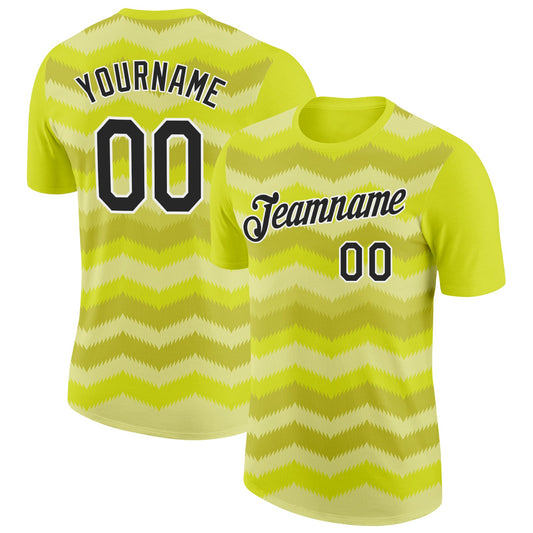 Custom Neon Yellow Black-White 3D Esports Performance T-Shirt - Main View