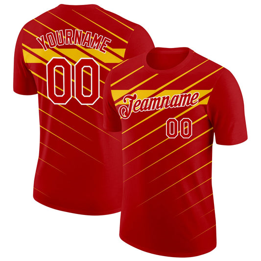 Custom Red Yellow-White 3D Esports Performance T-Shirt - Main View