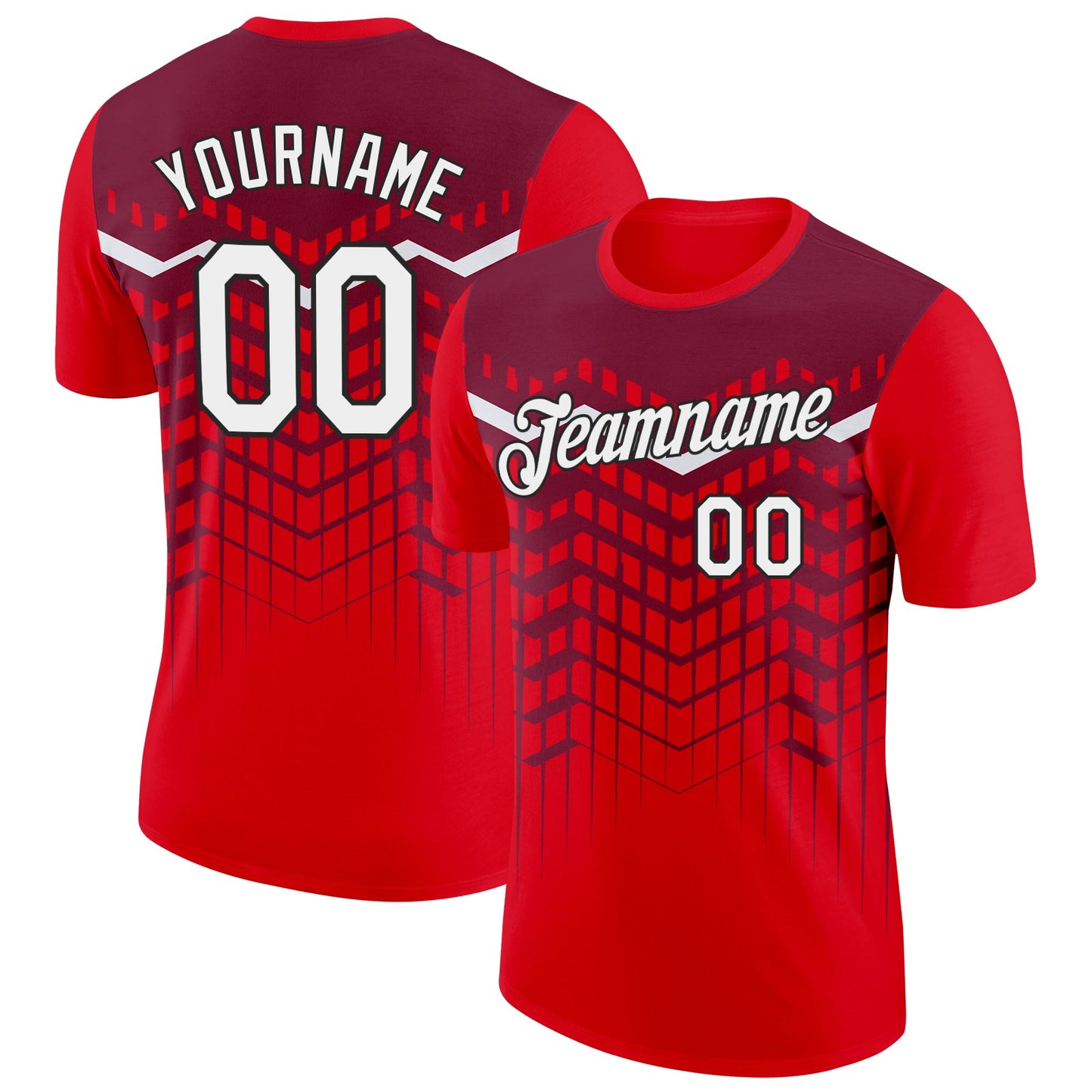 Custom Fire Red Crimson-Black 3D Esports Performance T-Shirt - Main View