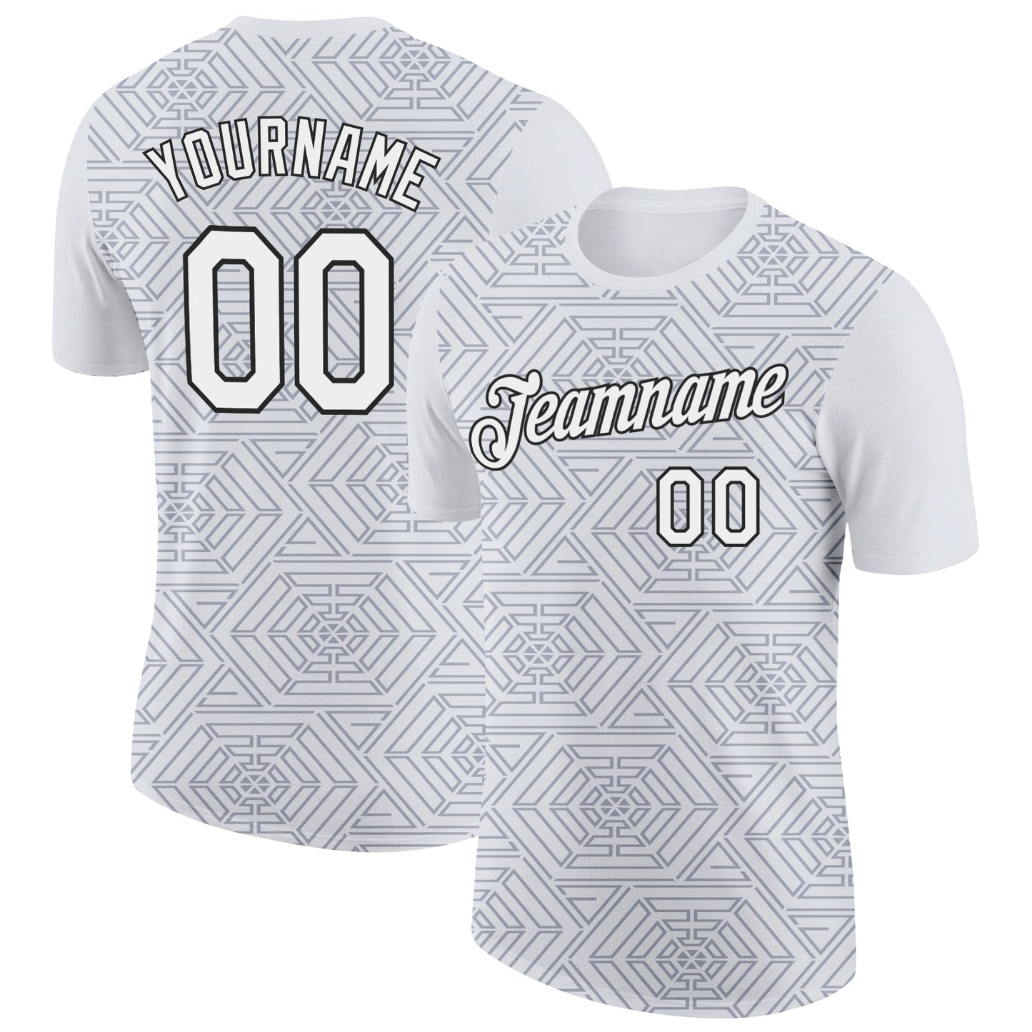 Custom White Gray-Black 3D Esports Performance T-Shirt - Main View
