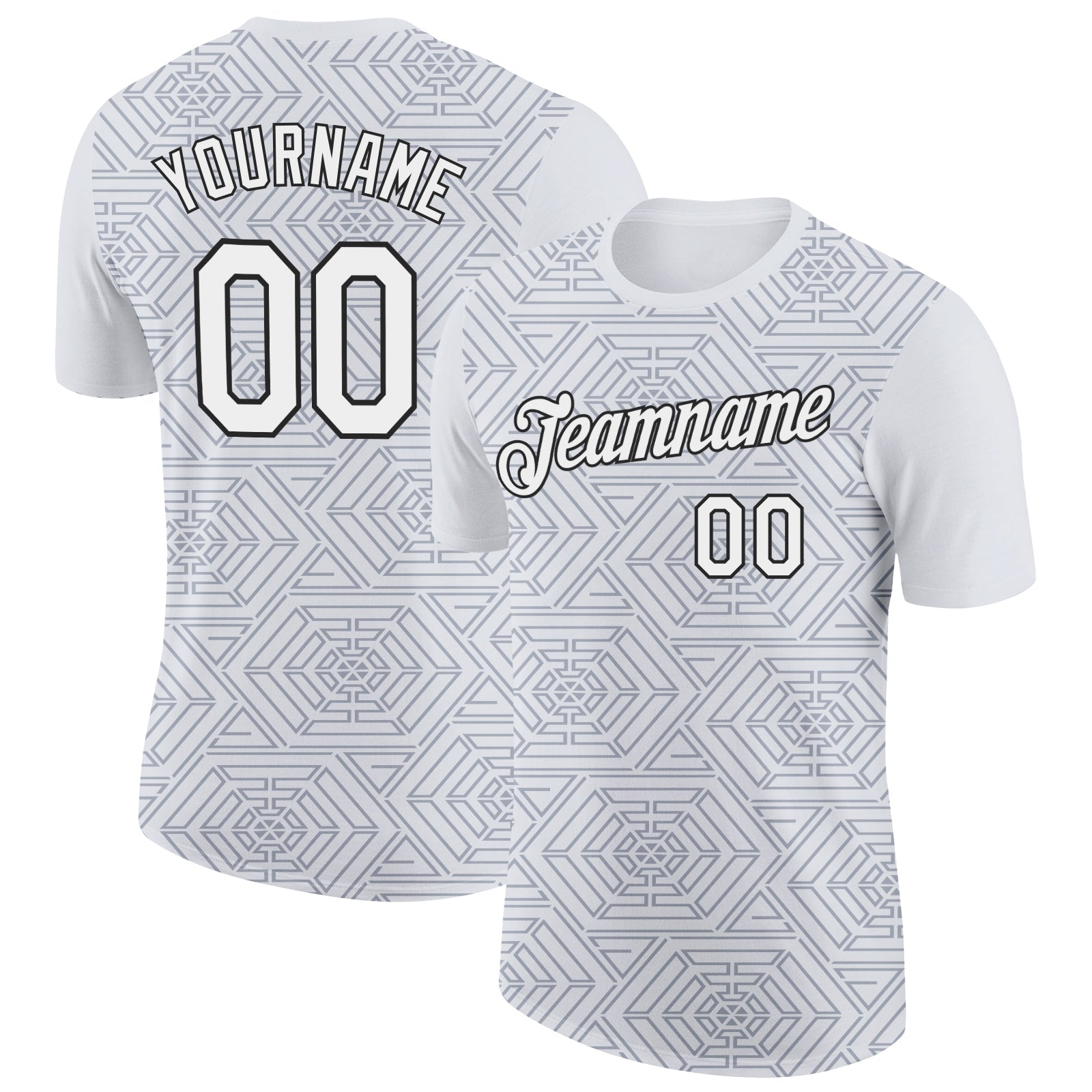 Custom White Gray-Black 3D Esports Performance T-Shirt - Main View