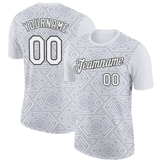 Custom White Gray-Black 3D Esports Performance T-Shirt - Main View