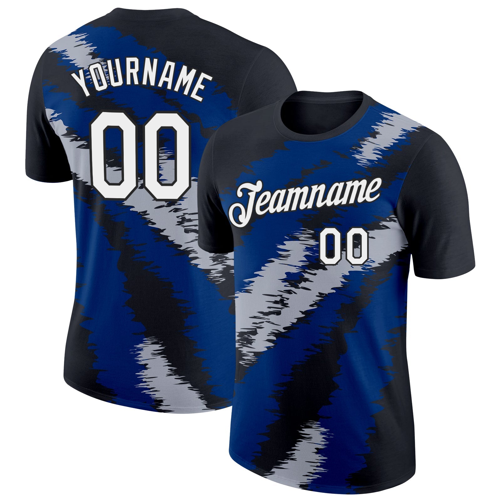 Custom Black Gray-US Navy Blue 3D Esports Performance T-Shirt - Main View