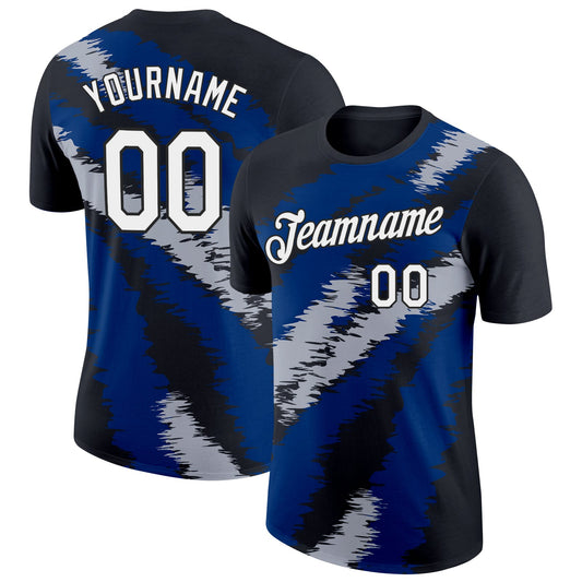 Custom Black Gray-US Navy Blue 3D Esports Performance T-Shirt - Main View