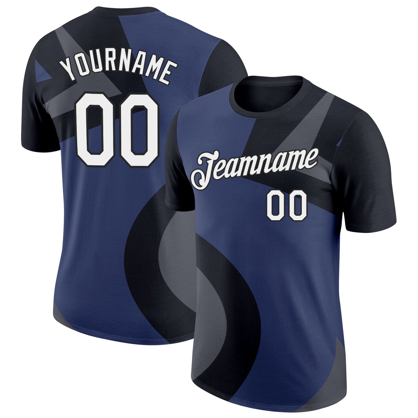 Custom Black Steel Gray-Navy 3D Esports Performance T-Shirt - Main View
