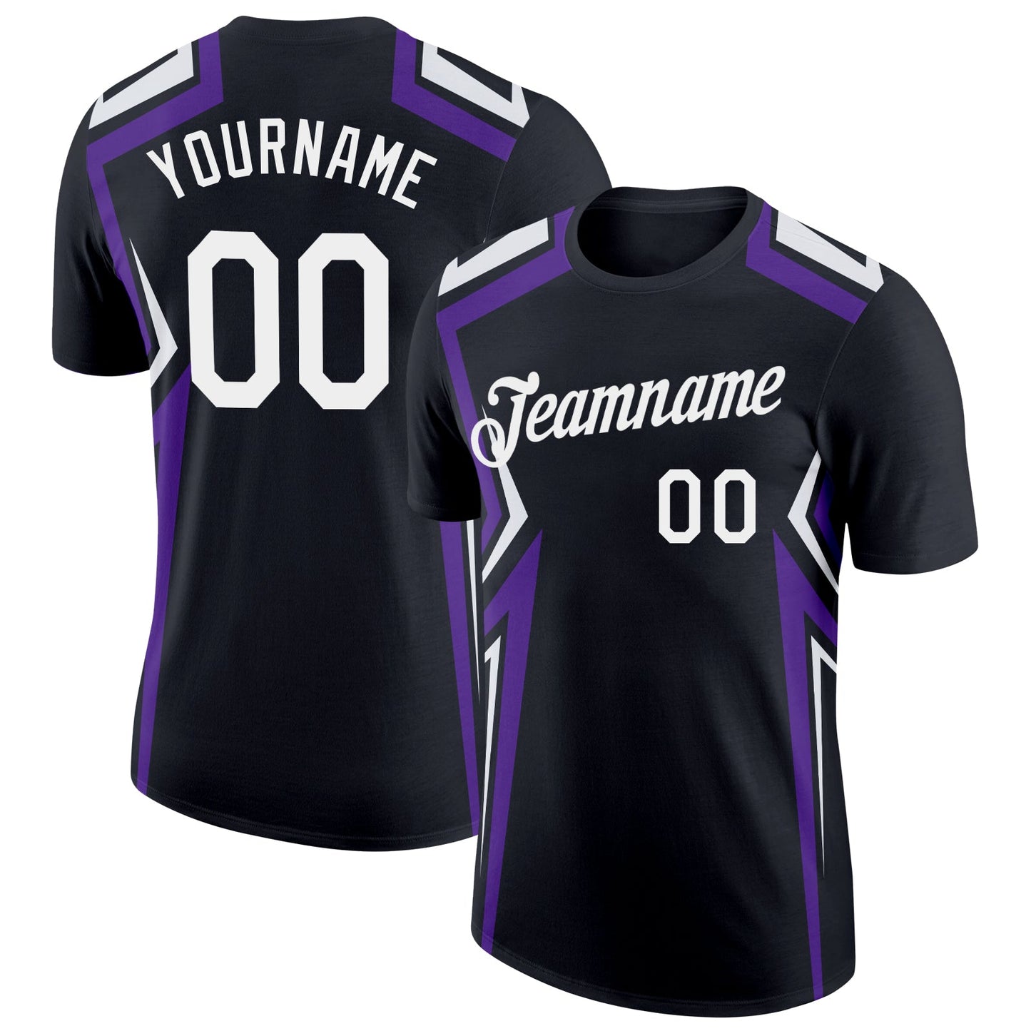 Custom Black White-Purple 3D Esports Performance T-Shirt - Main View