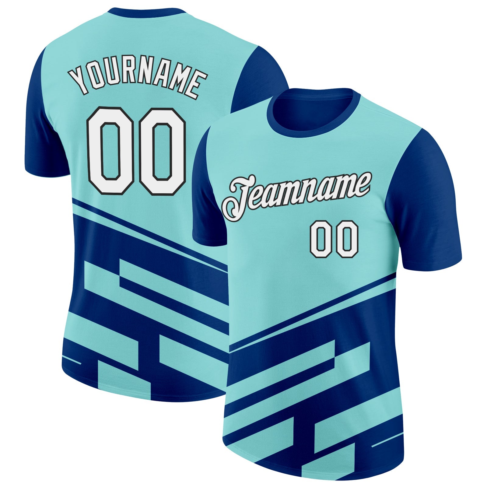 Custom Ice Blue US Navy Blue-Black 3D Esports Performance T-Shirt - Main View