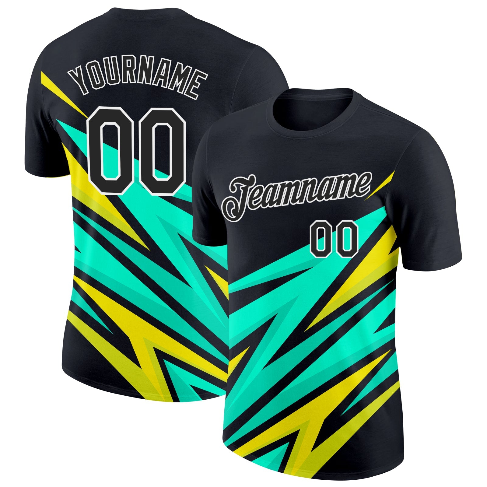 Custom Black Light Yellow-Neon Yellow 3D Esports Performance T-Shirt - Main View