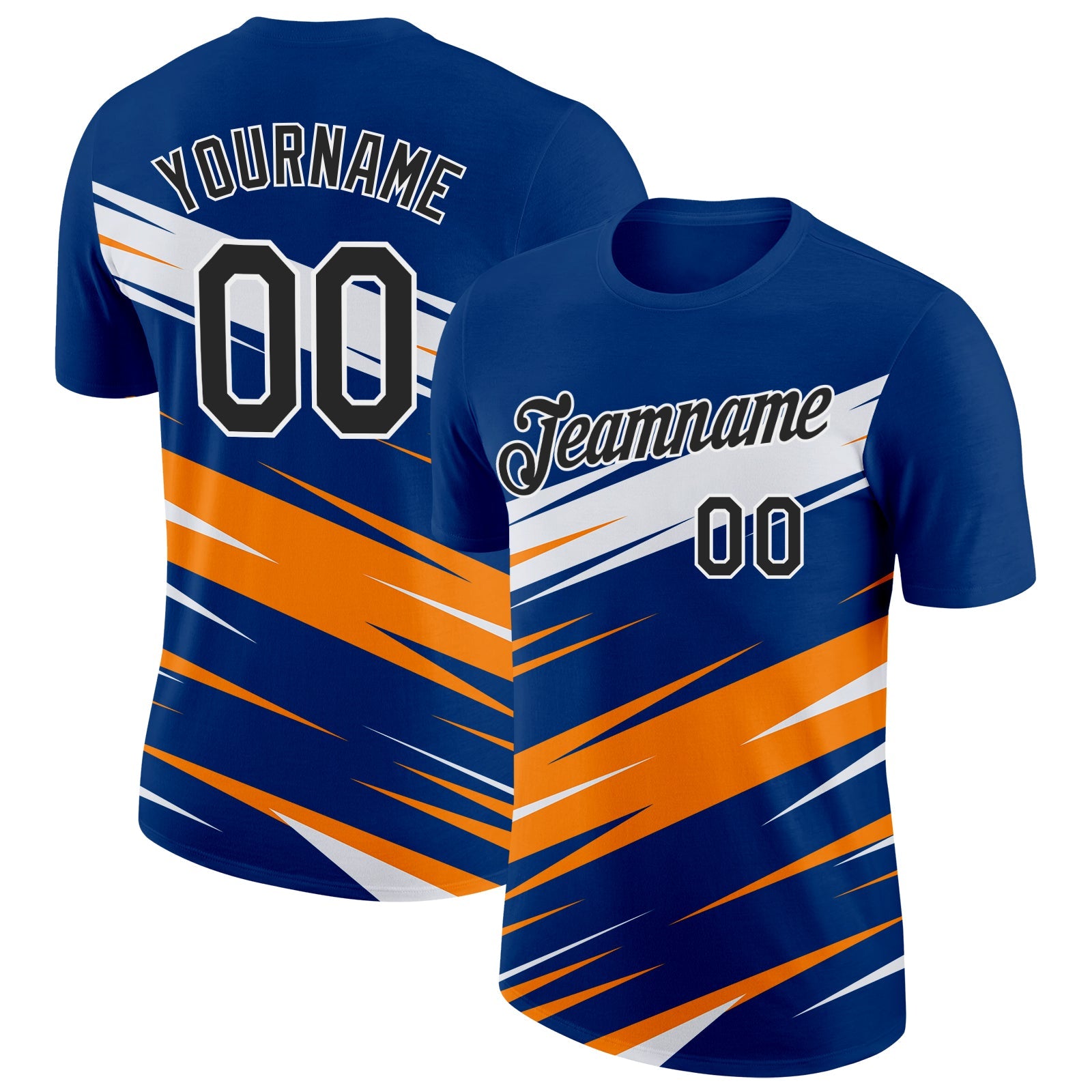 Custom US Navy Blue Black-Bay Orange 3D Esports Performance T-Shirt - Main View
