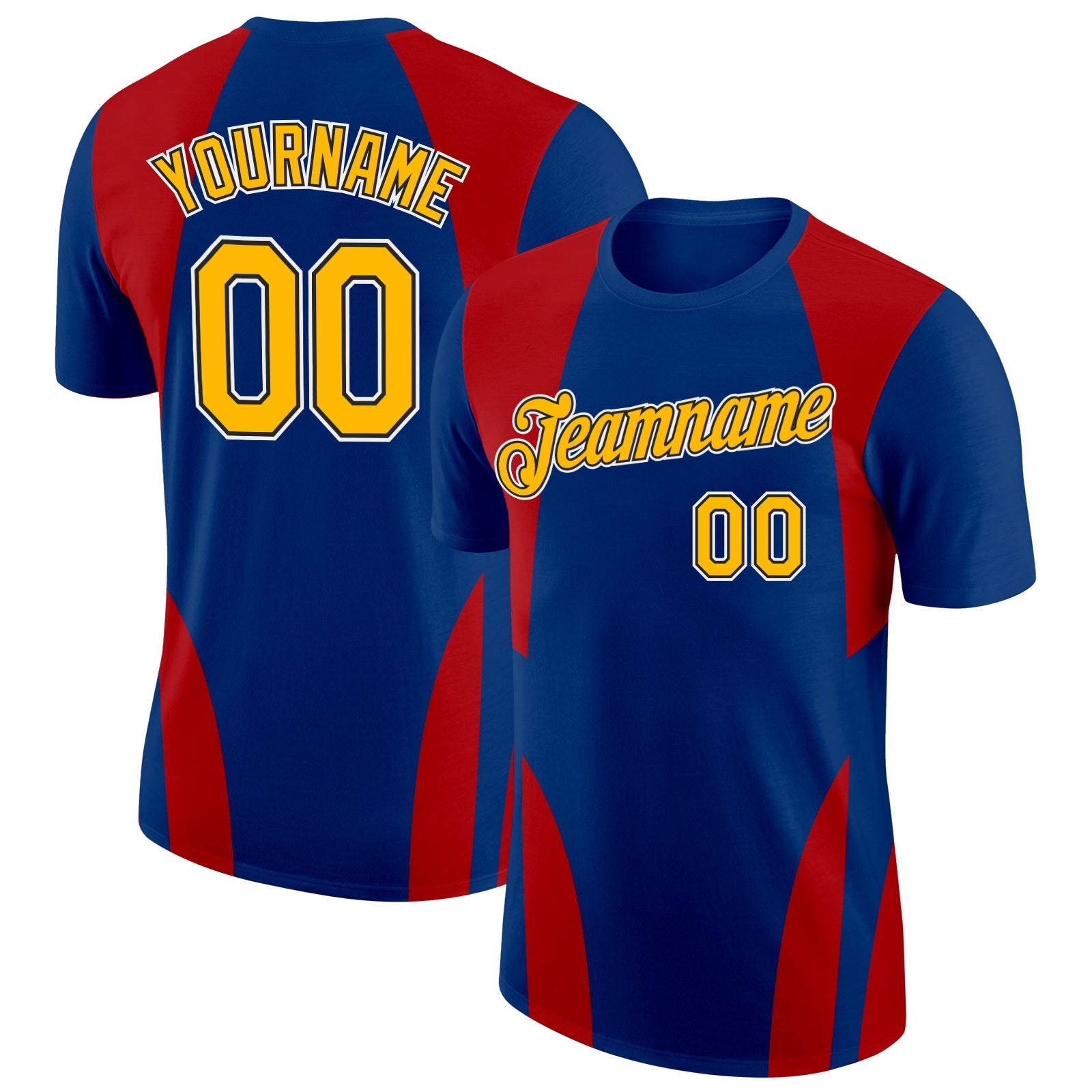 Custom US Navy Blue Gold Red-Black 3D Esports Performance T-Shirt - Main View