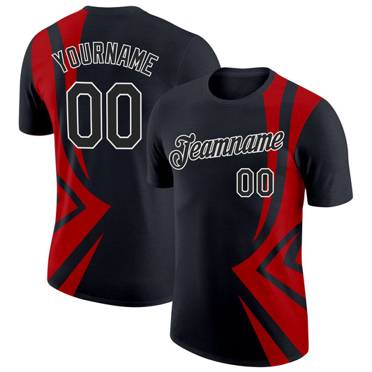 Custom Black Red-White 3D Esports Performance T-Shirt - Main View