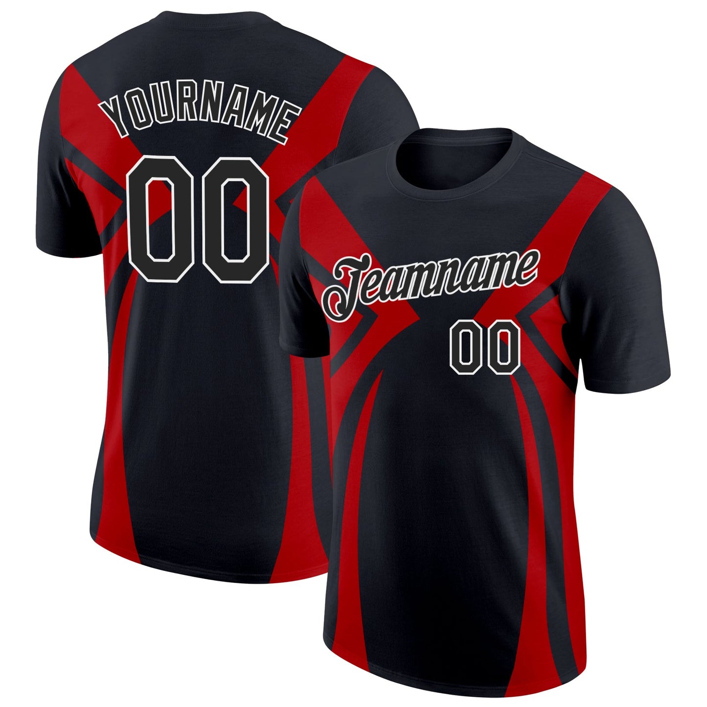 Custom Black Red-White 3D Esports Performance T-Shirt - Main View