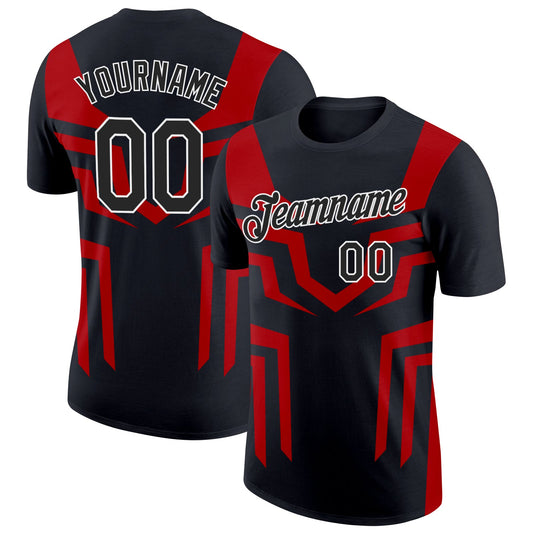Custom Black Red-White 3D Esports Performance T-Shirt - Main View