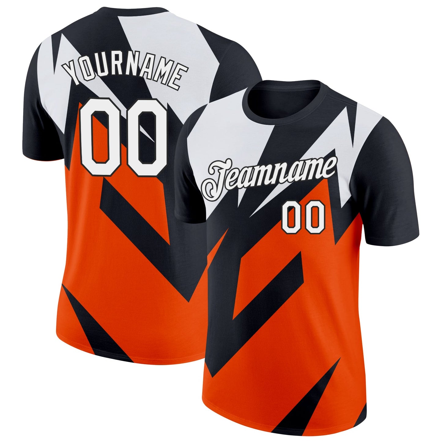 Custom Black White-Orange 3D Esports Performance T-Shirt - Main View