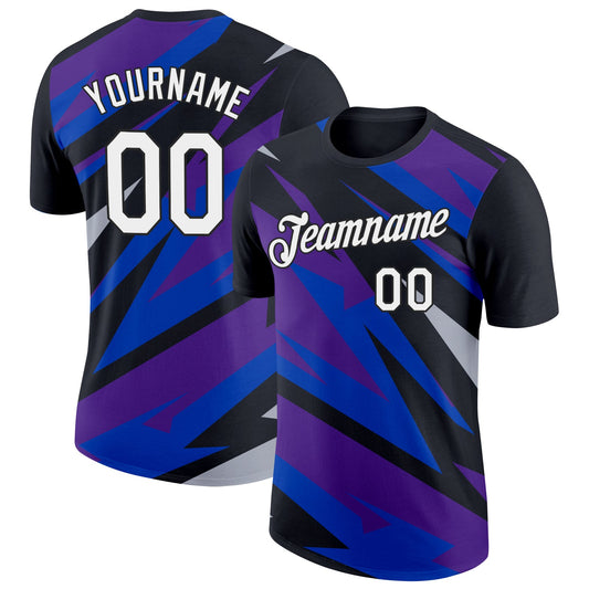 Custom Black Purple-Thunder Blue 3D Esports Performance T-Shirt - Main View