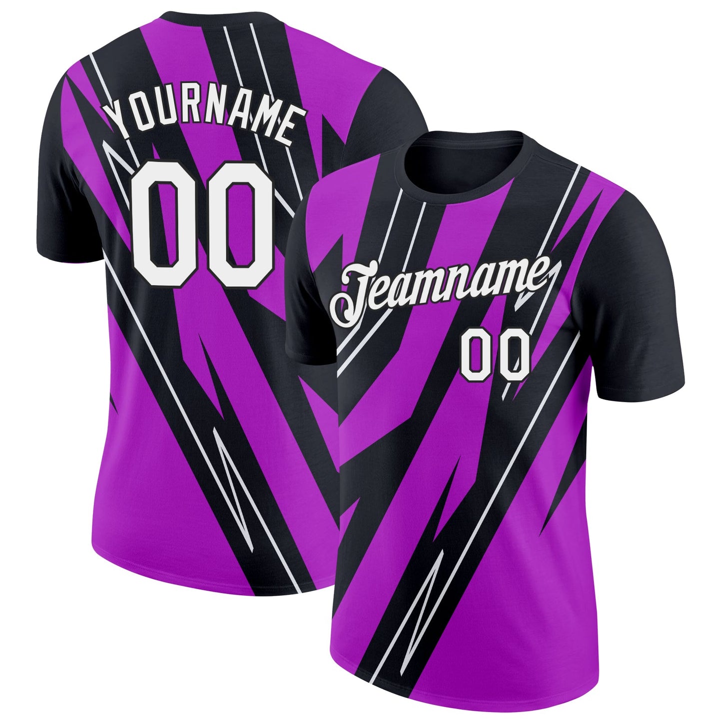 Custom Black White-Purple 3D Esports Performance T-Shirt - Main View