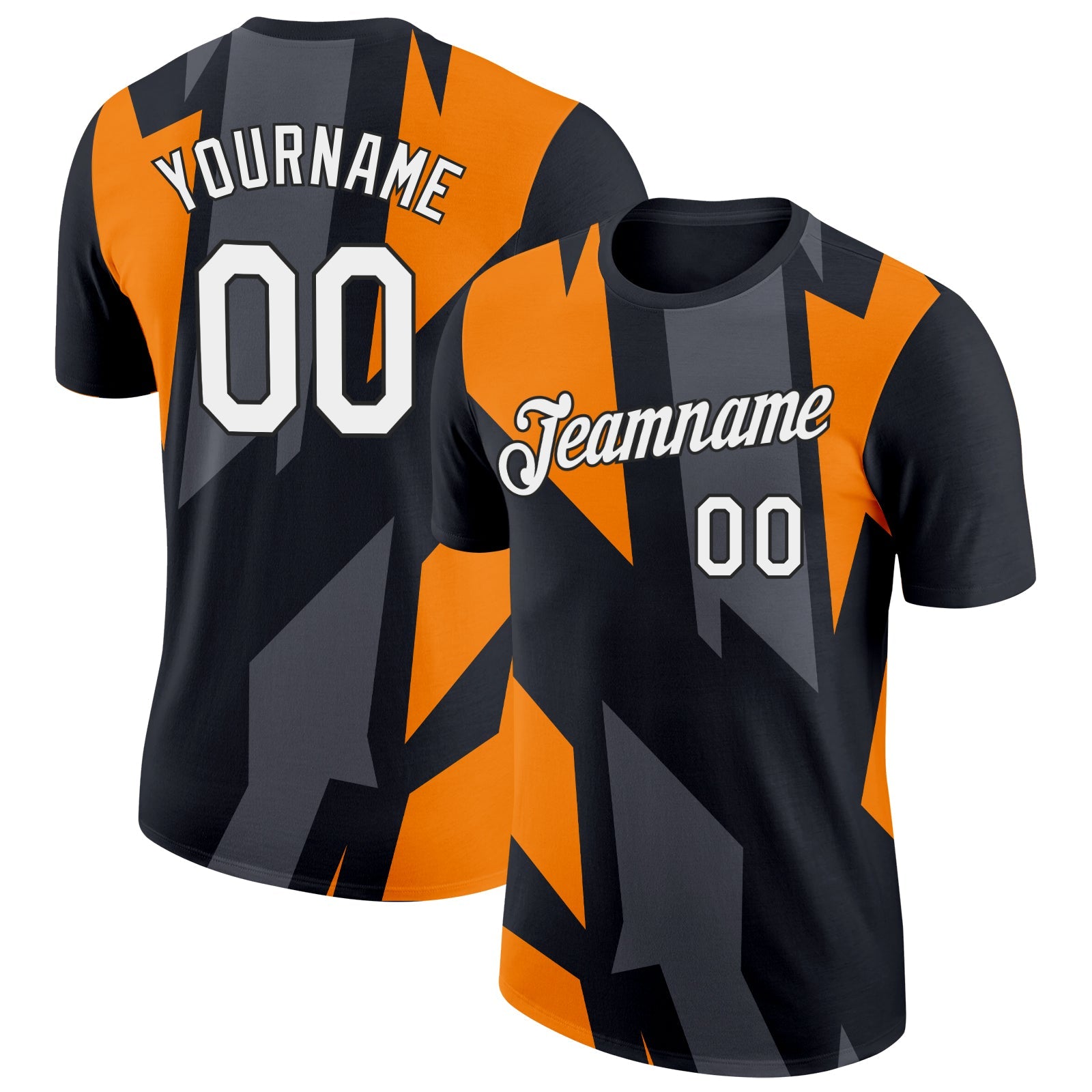 Custom Black Bay Orange-Steel Gray 3D Esports Performance T-Shirt - Main View