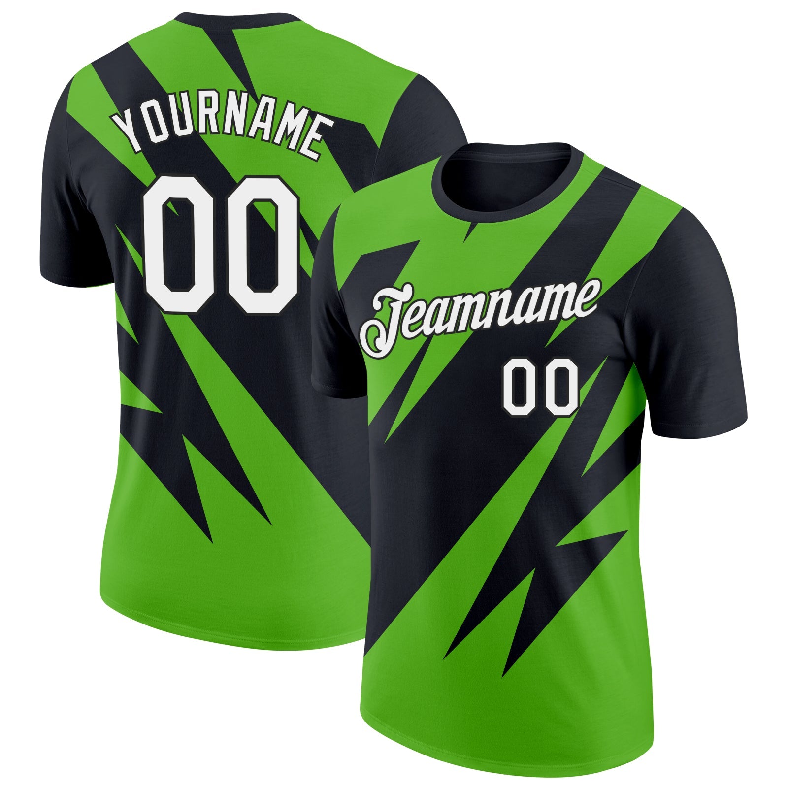 Custom Black White-Aurora Green 3D Esports Performance T-Shirt - Main View
