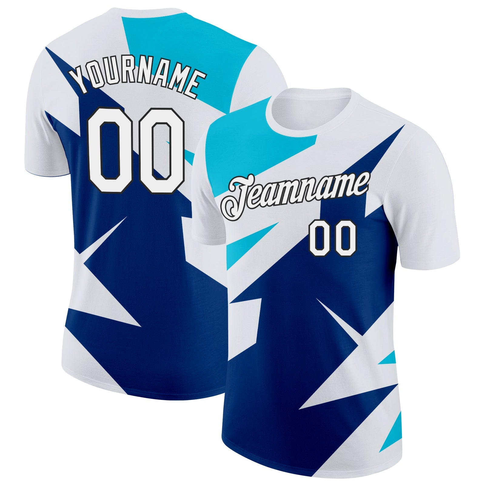 Custom White Lakes Blue US Navy Blue-Black 3D Esports Performance T-Shirt - Main View