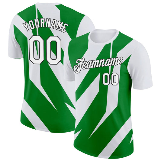 Custom White Grass Green-Black 3D Esports Performance T-Shirt - Main View