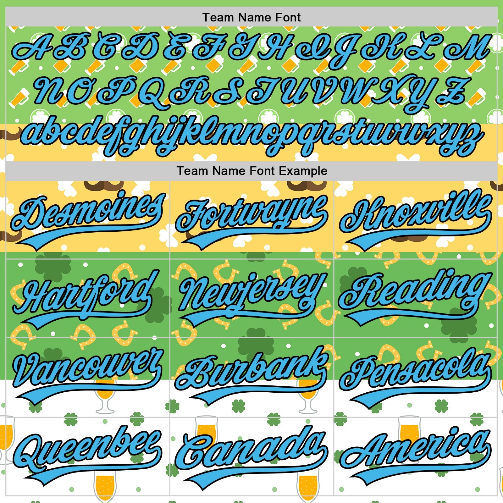 Custom Green Sky Blue Light Yellow-Black 3D St. Patrick's Day Shamrock Beer Authentic Baseball Jersey view 4