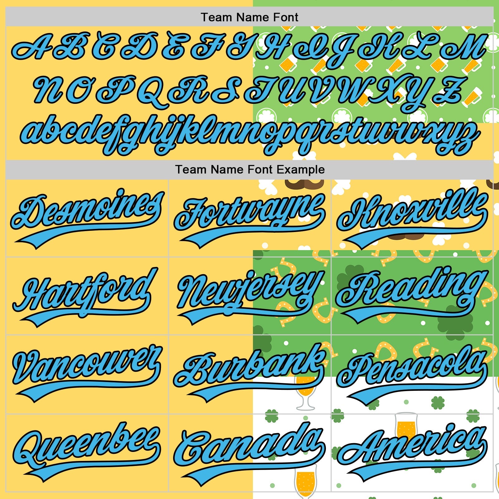 Custom Green Sky Blue Light Yellow-Black 3D St. Patrick's Day Shamrock Beer Authentic Baseball Jersey view 4