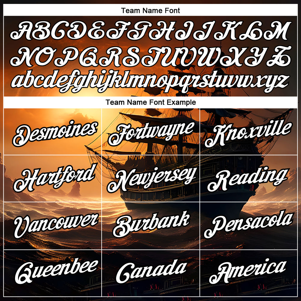 Custom Brown White-Black 3D Pattern Design Sailing Ship Columbus Day Performance T-Shirt view 3