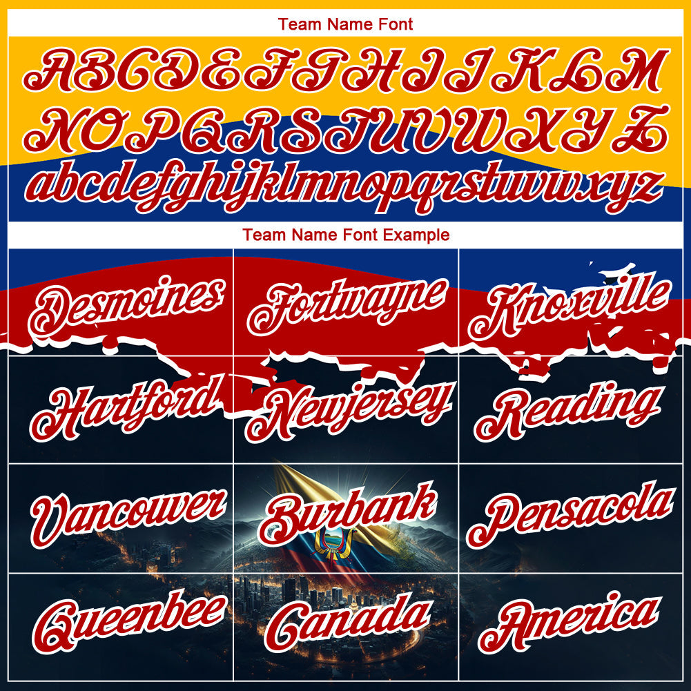 Custom Gold Red Royal-Black 3D Pattern Design Ecuador Independence Day Performance T-Shirt view 3