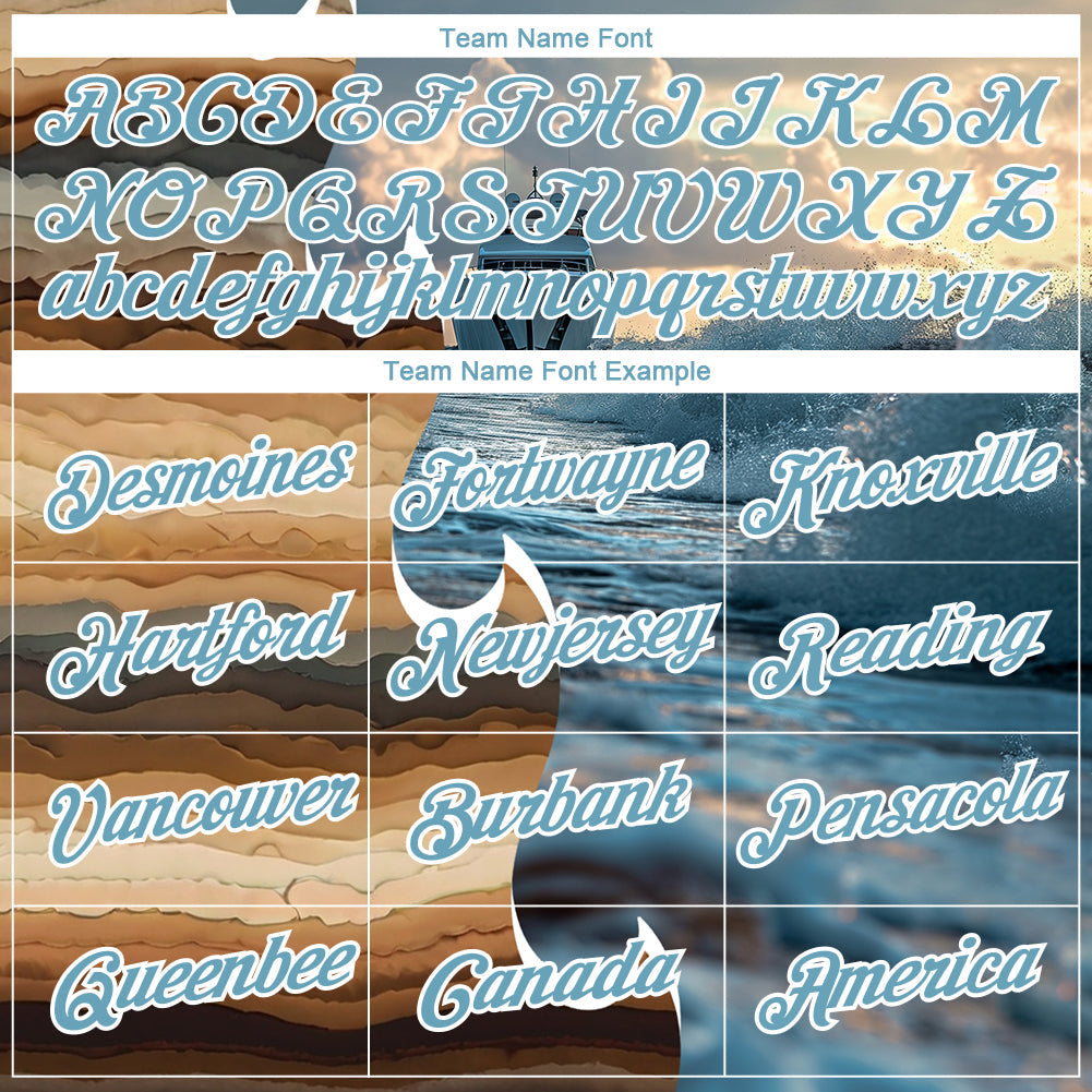 Custom Shadow Blue White 3D Pattern Design Sailing Cruise Ship Columbus Day Performance T-Shirt view 3