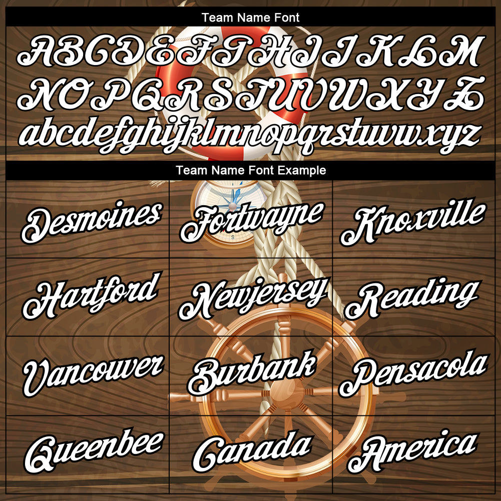 Custom Brown Orange-Black 3D Pattern Design Sailing Ship Wheel Lifebuoy Compass Columbus Day Performance T-Shirt view 3