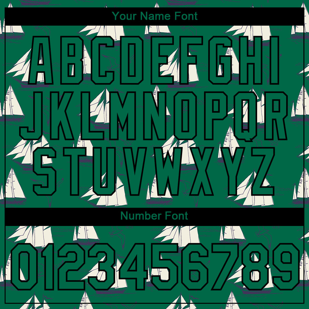Custom Kelly Green Black 3D Pattern Design Sailing Ship Columbus Day Performance T-Shirt view 4