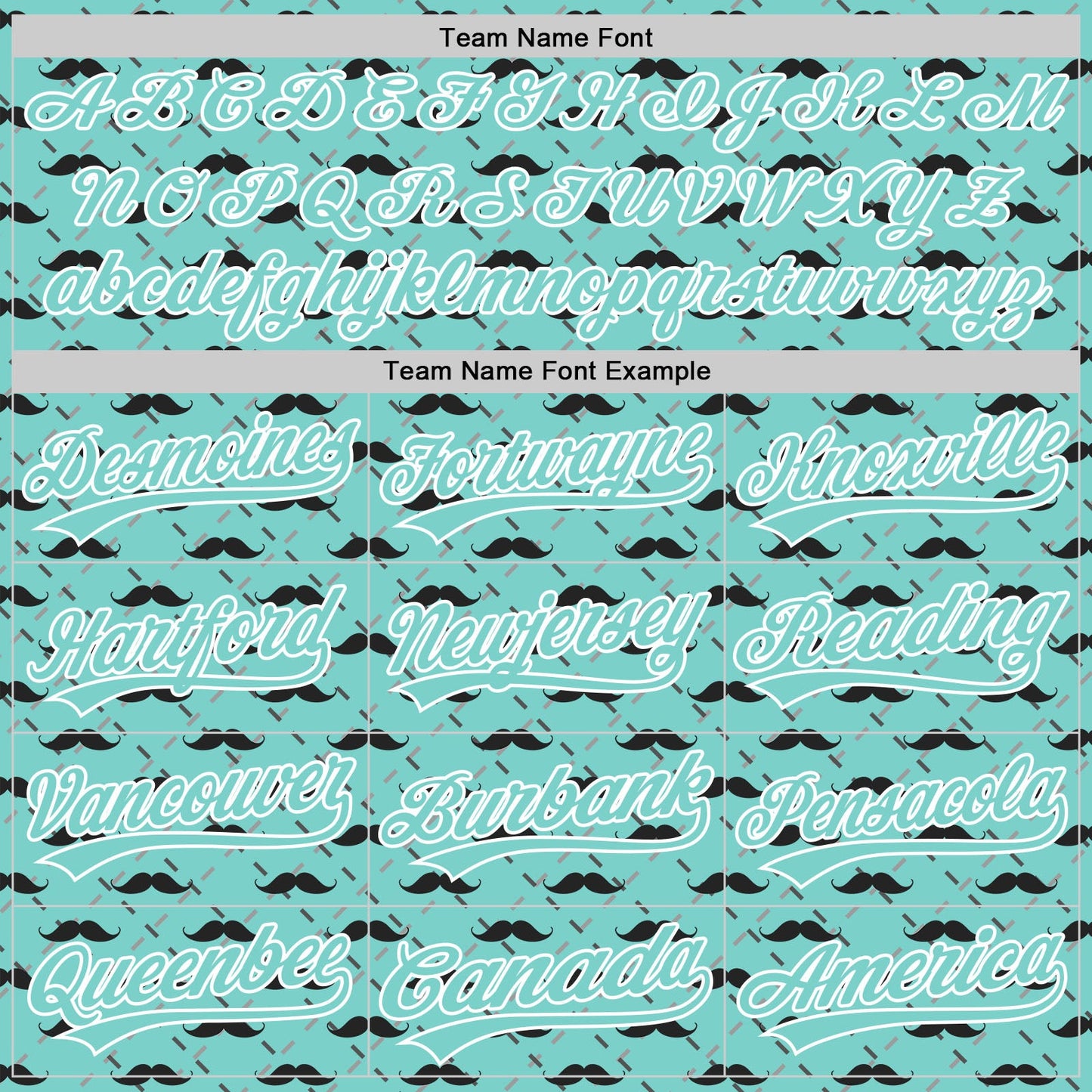 Custom Ice Blue White 3D Pattern Design Father's Day Mustache Authentic Baseball Jersey view 4