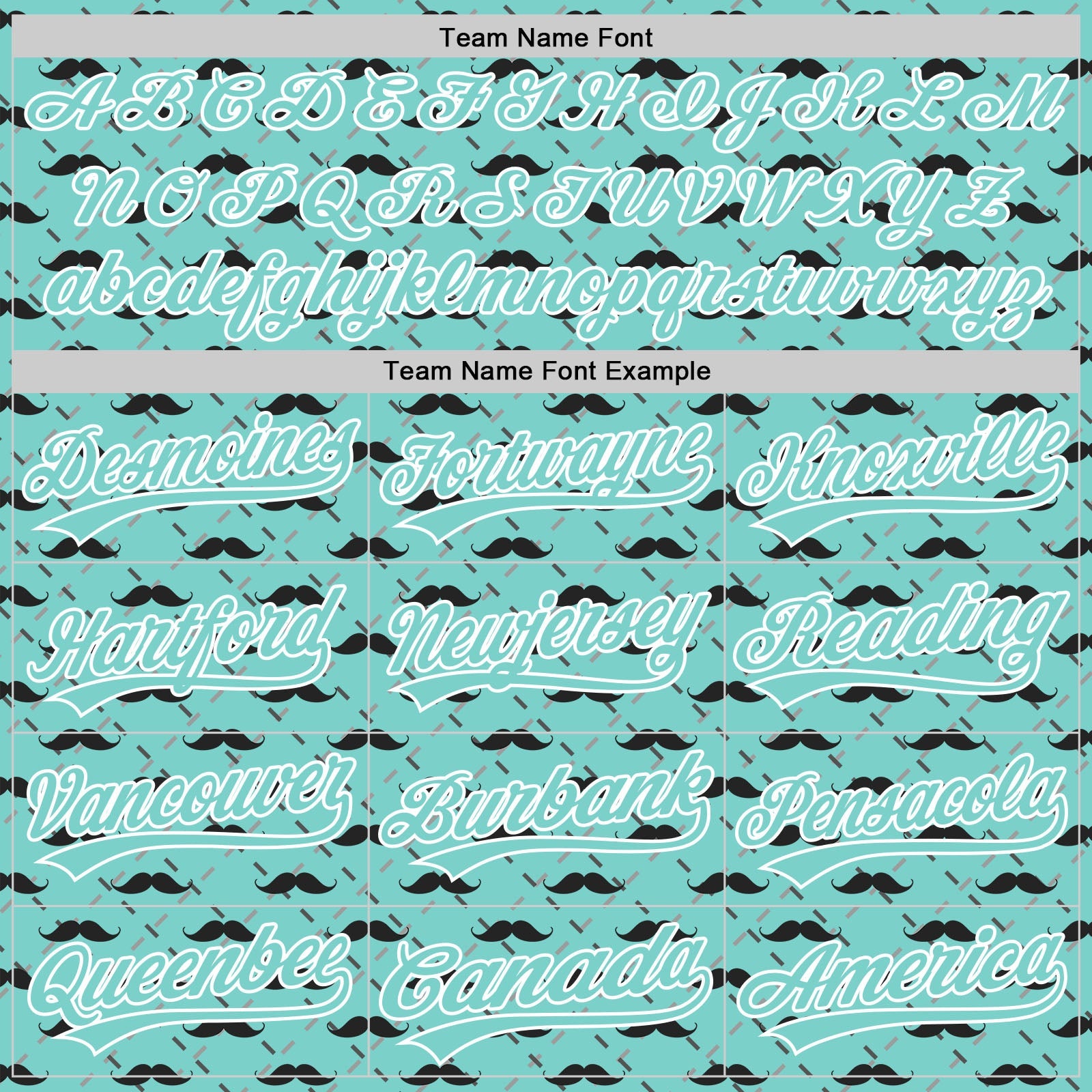 Custom Ice Blue White 3D Pattern Design Father's Day Mustache Authentic Baseball Jersey view 4