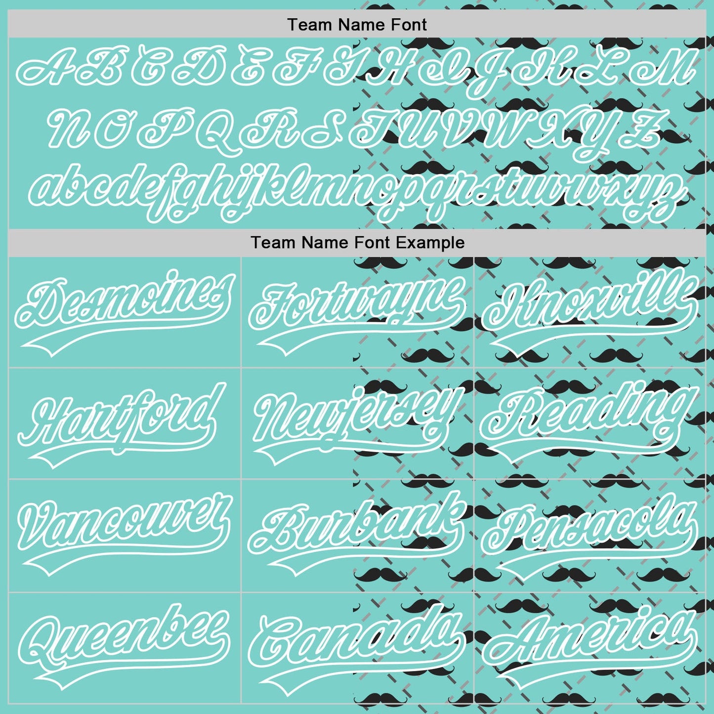 Custom Ice Blue White 3D Pattern Design Father's Day Mustache Authentic Baseball Jersey view 4