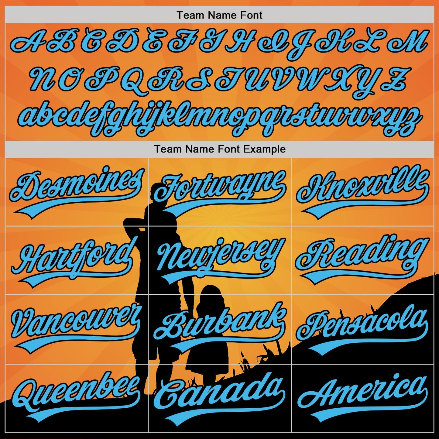Custom Bay Orange Sky Blue-Black 3D Pattern Design Father's Day Family Love Authentic Baseball Jersey view 4