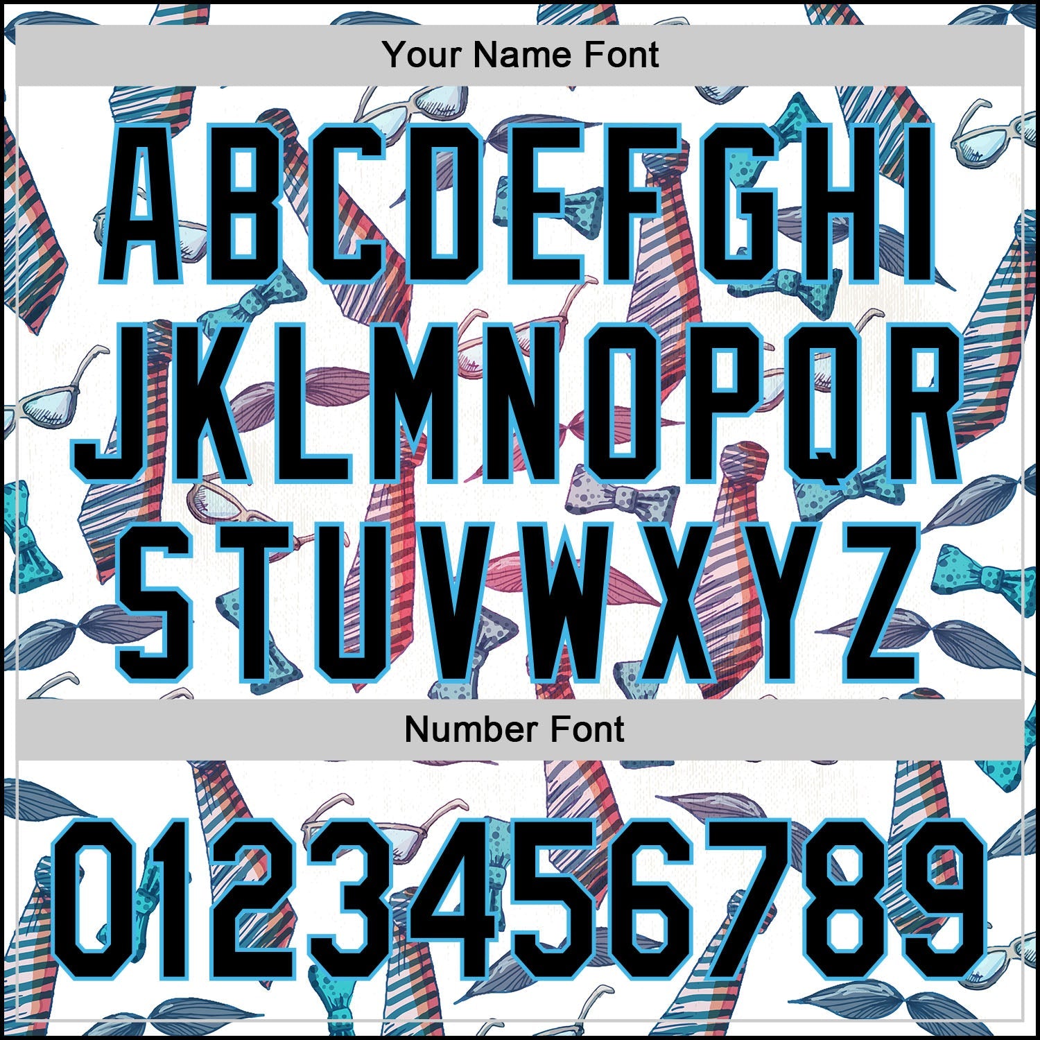 Custom White Black-Sky Blue 3D Pattern Design Father's Day Mustache And Tie Authentic Baseball Jersey view 5
