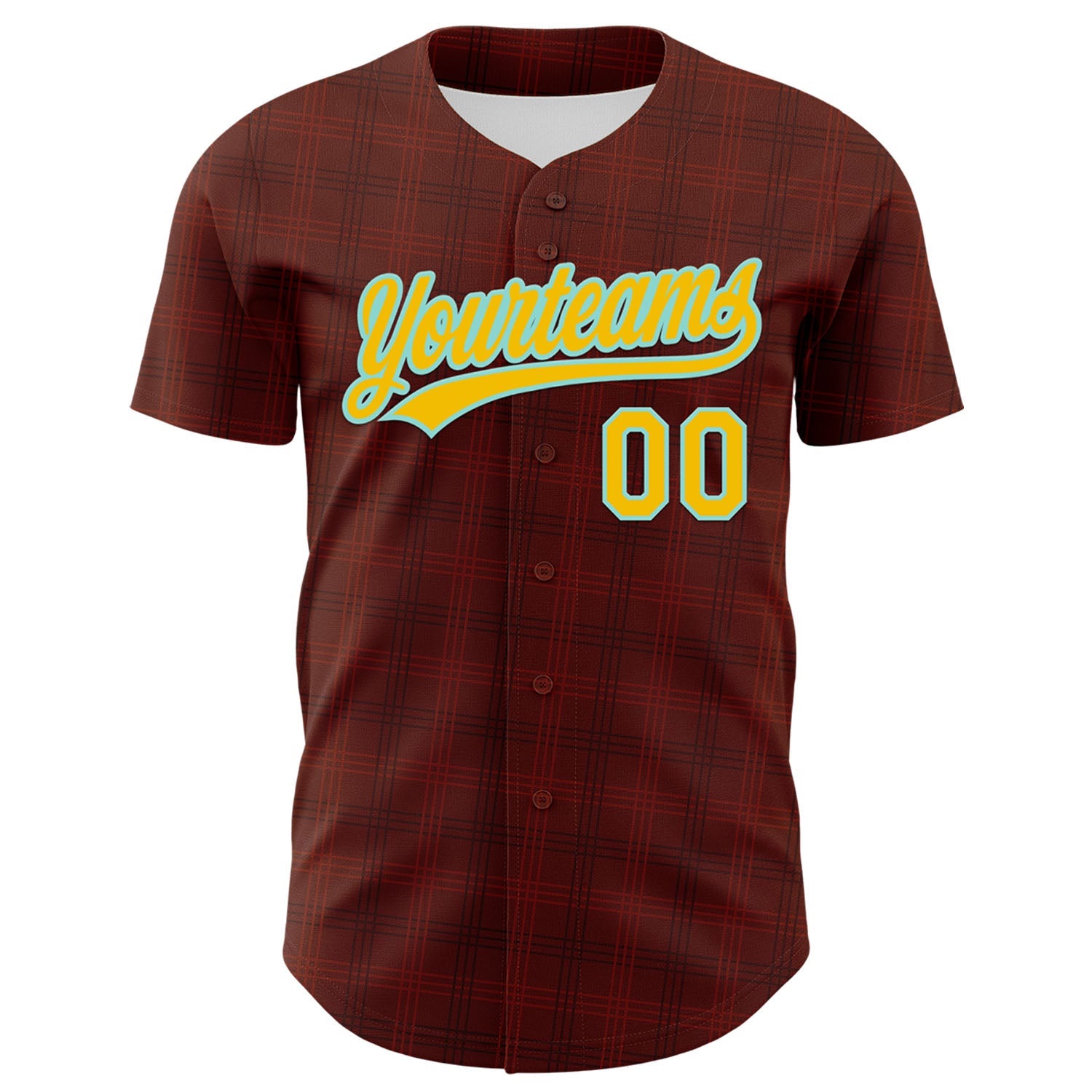 Custom Brown Yellow-Lakes Blue 3D Pattern Design Father's Day King Crown Authentic Baseball Jersey view 2