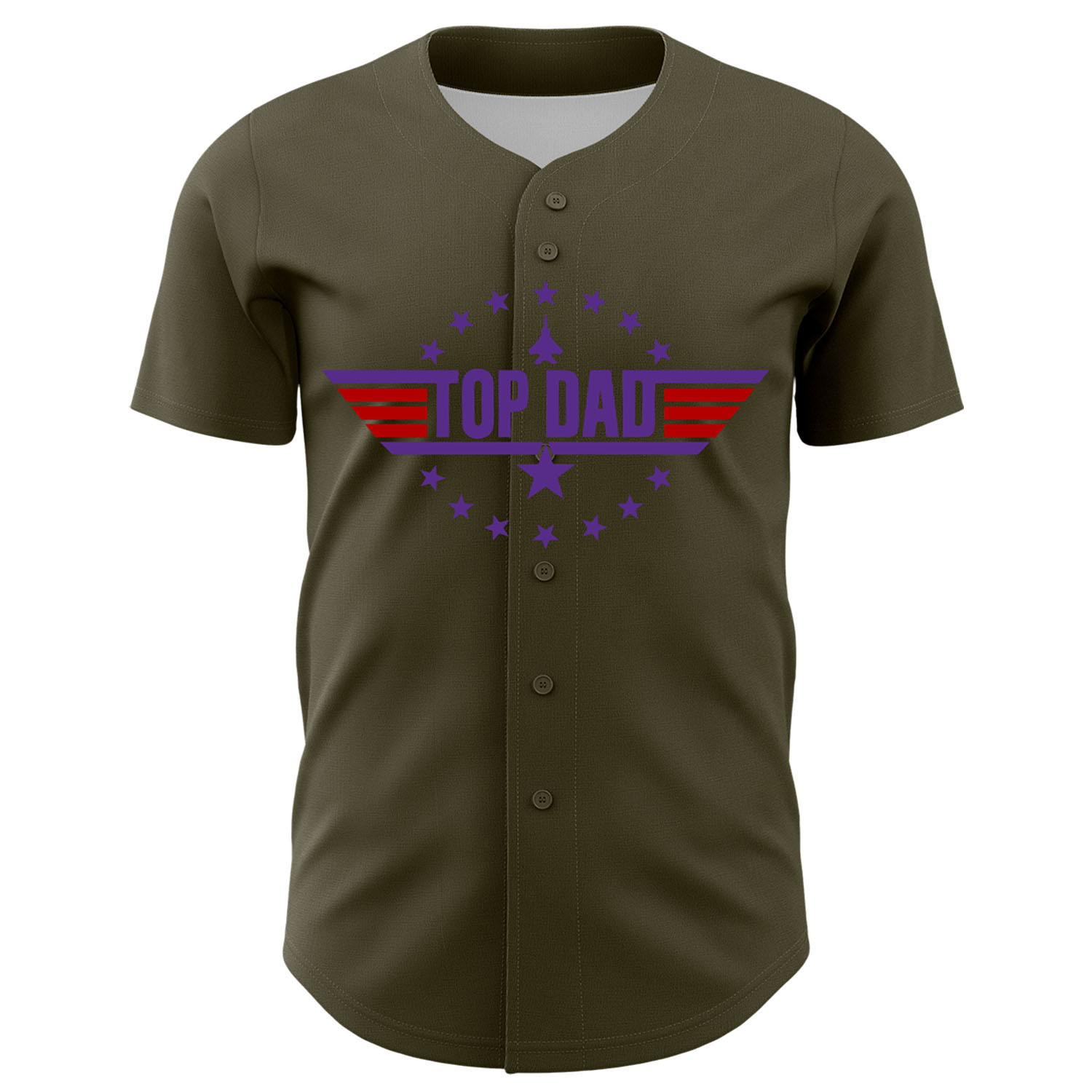 Custom Olive Purple-Red 3D Pattern Design Father's Day Top Dad Authentic Salute To Service Baseball Jersey view 2