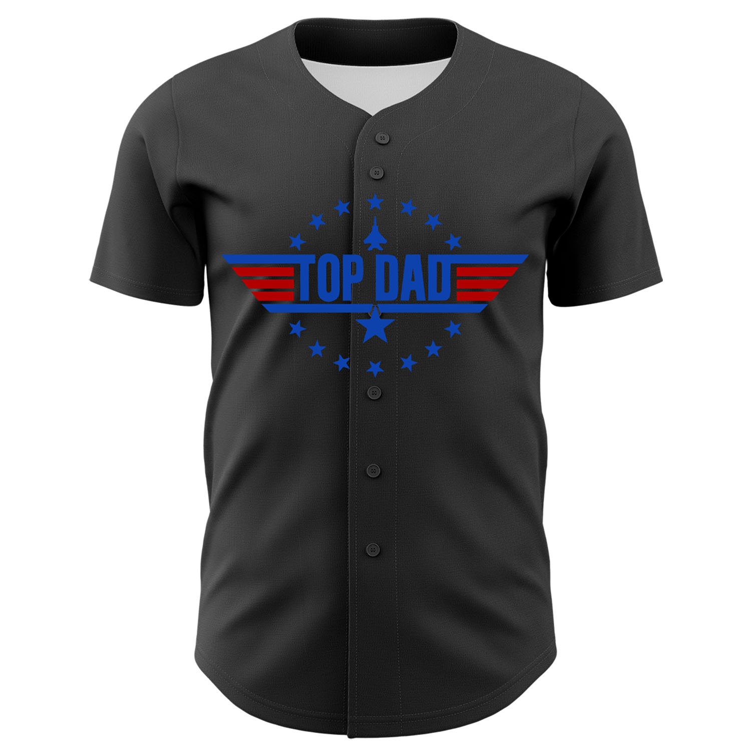 Custom Olive Thunder Blue-Red 3D Pattern Design Father's Day Top Dad Authentic Baseball Jersey view 2