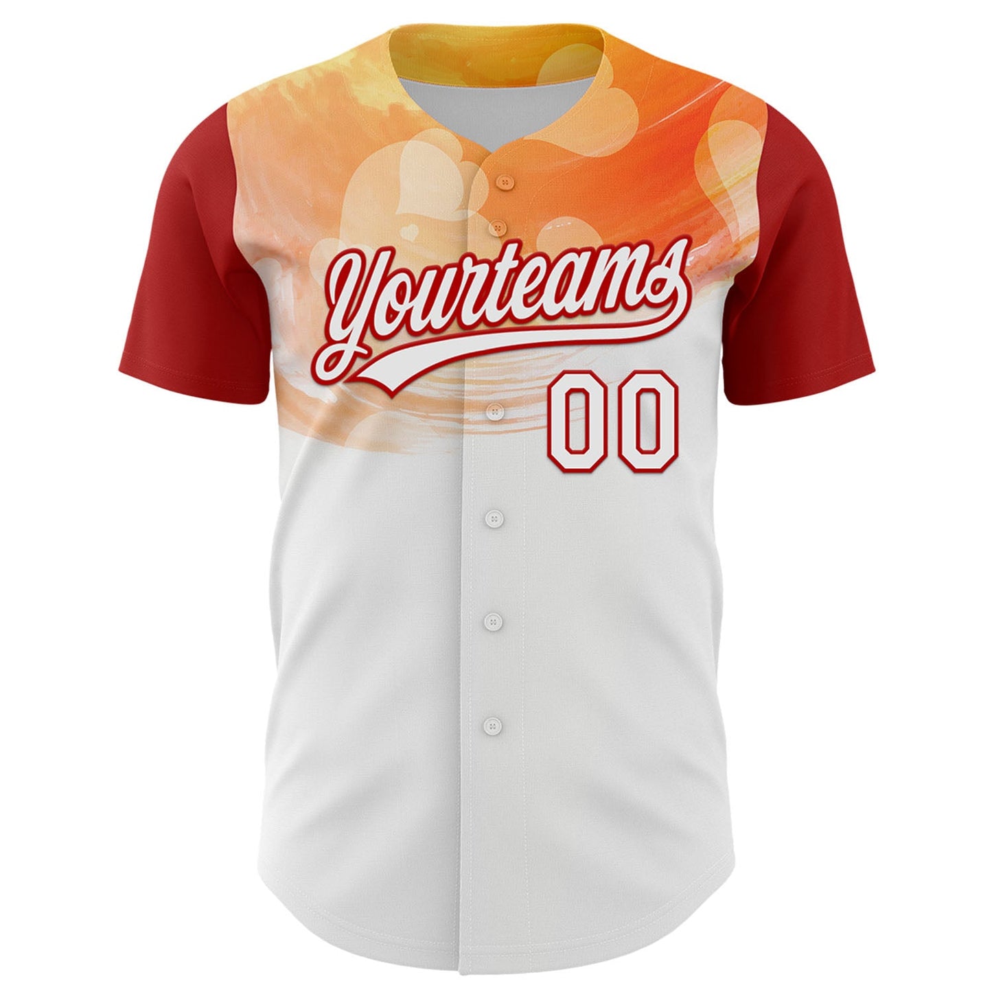 Custom White Red 3D Pattern Design Mother's Day Family Love Authentic Baseball Jersey view 2