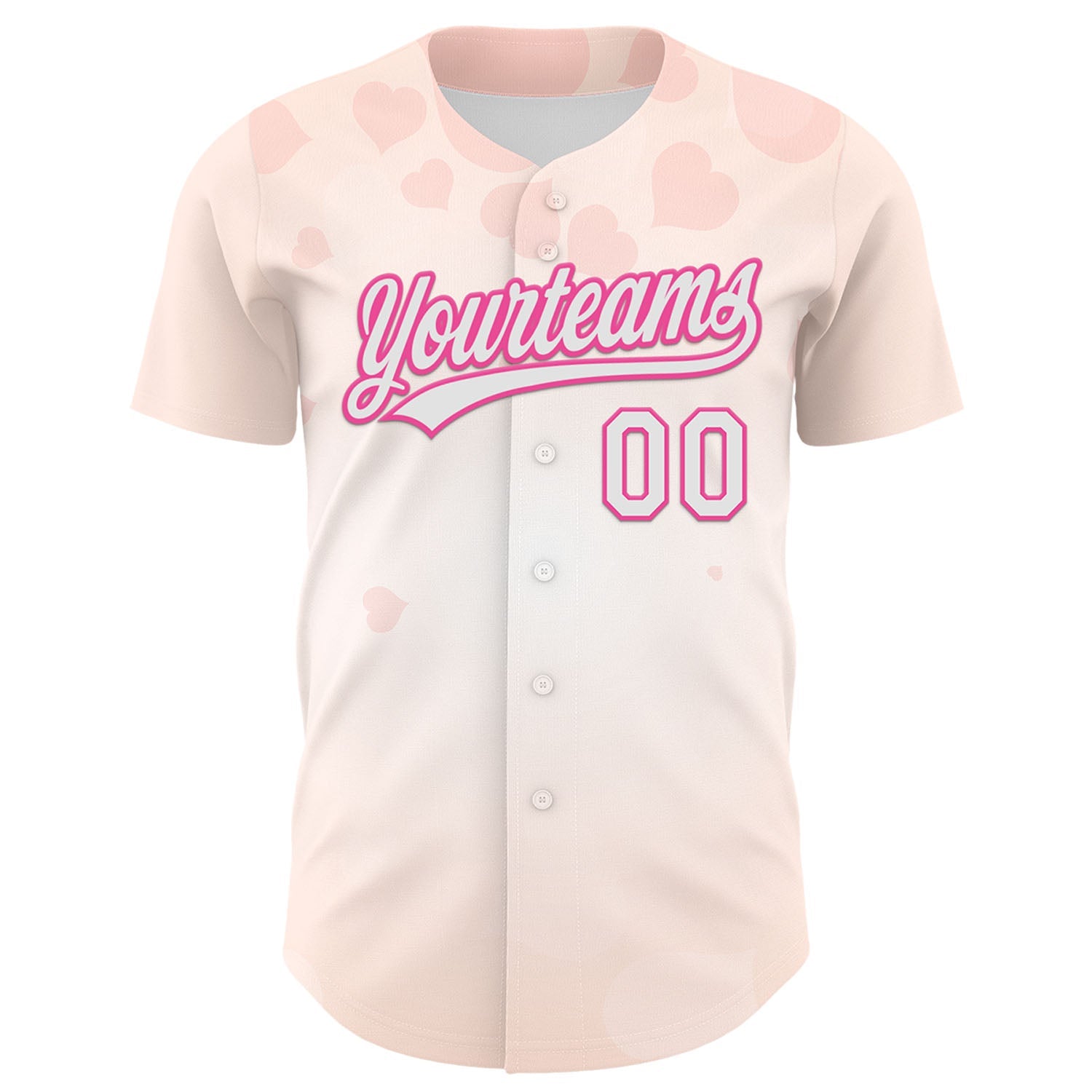Custom Cream White-Pink 3D Pattern Design Mother's Day Family Love Authentic Baseball Jersey view 2